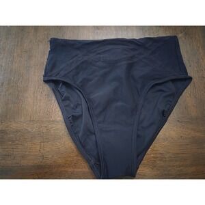 NWT EBW S Solid High Rise Black Bikini Swim Bottom 129307